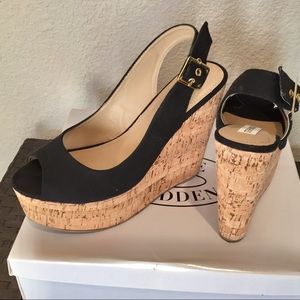 Black Canvas Wedges - worn once!